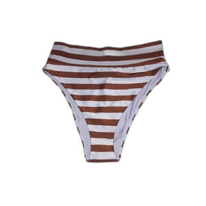Aerie Purple Striped Large High Cut Cheeky Bikini Bottoms